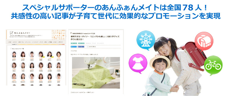 スペシャルサポーターのあんふぁんメイトは全国60人!共感性の高い記事が子育て世代に効果的なプロモーションを実現